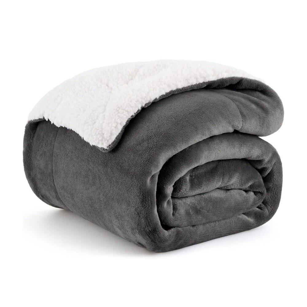 Bedsure Get Cozy Soft Sherpa Blanket Throw 50" x 60" Gray NEW SEALED Warm Plush